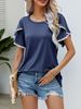 Women's Clothing Round Neck Tassel Tulip Sleeve T Shirt Casual Tops_ecoleips.com