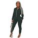 【W8262】Women's Suede Hooded Long Sleeve Sports Two-Piece Set Solid Color Casual Outfit For Ladies_ecoleips.com