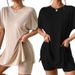 Women's Casual Batwing Sleeve Top And 3/4 Shorts Set Solid Color Loose Fit Summer Two-Piece Outfit for Home And Street Style_ecoleips.com