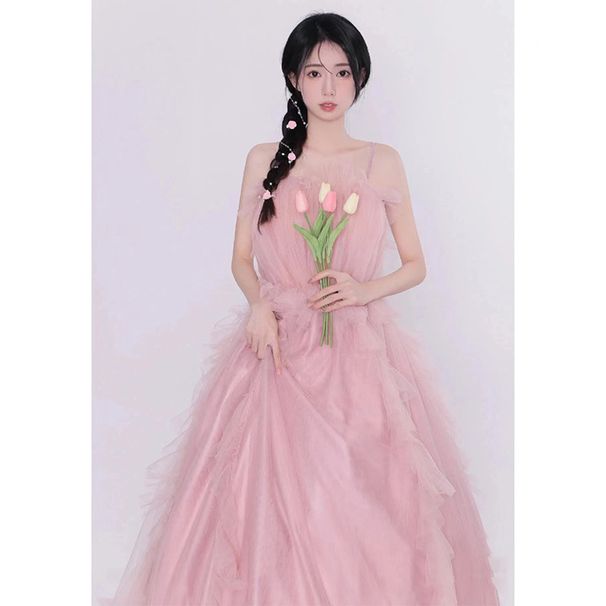 Photo Studio Theme New Style For Girls Outdoor Photography Pink Colorful Gauze Travel Light Wedding Dress_ecoleips.com
