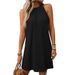 New Women Summer Dresses Fashion Simple Casual Street Halter Vest Dress Sleeveless Off Shoulder Solid Loose Short Dress Sundress_ecoleips.com