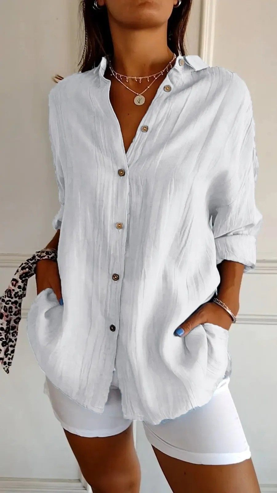 K New Single Breasted Pleated Collared Shirt For Women, Solid Color, European And American Style, Sleeveless Top. No Accessories_ecoleips.com