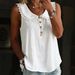 Women's Sleeveless Shirt Summer Fashion Design Loose Solid Color Collar Lace Button American Style Clothing_ecoleips.com
