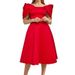 Long Dress Fashion Women's Red Short Sleeve Dress_ecoleips.com
