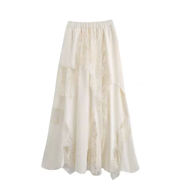 K Heavy Industry Lace Mesh Half Length Skirt New Large Swing A-line Half Length Skirt Design Sense Niche Long Skirt_ecoleips.com