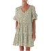 2025 Autumn Women's V-neck Ruffle Pocket Short Sleeve Dress Slimming And Elegant Design_ecoleips.com