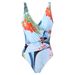 Elegant One-Piece Swimsuit With Tummy Control - Vintage Floral Print, Adjustable Straps & Quick-Dry Fabric For Beach, Pool & Vacation_ecoleips.com
