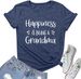 YITAN Women Happiness Is Being Printed Graphic Tee Tops_ecoleips.com