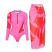 Women's Clothing Long Sleeved Color Matching Beach Surfing Suit One Piece Swimsuit Suit Female Swimsuit New Style_ecoleips.com