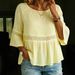 Women's Solid Color Round Neck Ruffle Sleeve Casual Top Fashionable American Style Spring Summer_ecoleips.com
