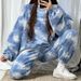 Women's Tie-Dye 2-Piece Loungewear Set, Long Sleeve Crew Neck Sweatshirt & Pants_ecoleips.com