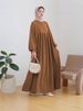Cross-Border New Muslim Women's Long Robe Fashion Casual Puff Sleeve Simple Loose Solid Color Dress_ecoleips.com