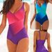 Aria Basics New European And American Style Cross-border Swimwear, Rainbow Gradient One-piece Swimsuit For Plus-size Women_ecoleips.com