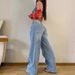 Women's Clothing new retro long wide leg pants hot girl loose jeans women's high waist straight pants_ecoleips.com