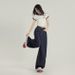 Summer New Blue American Retro Loose Wide-leg Pants For Women With Versatile Striped Patchwork Design Denim Trousers_ecoleips.com