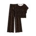 Women's Leopard Print Two-Piece Set Short Sleeve Wide Leg Pants Casual Summer Home Wear Loose Comfortable Fashionable Trendy_ecoleips.com