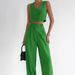 Women's Clothing Straight Summer Slim V Neck Sleeveless Top Vest Two Sets Trousers Cotton Linen Women_ecoleips.com