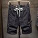Men's Cargo Denim Shorts, Workwear Style 5-Pocket Utility Short Pants With Adjustable Belt For Casual Streetwear_ecoleips.com