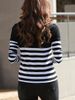 Women's Striped Semi-zipper Long-sleeved Turtleneck Tops Fashionable And Casual Knitted Tops Can Not Be Dry-cleaned_ecoleips.com