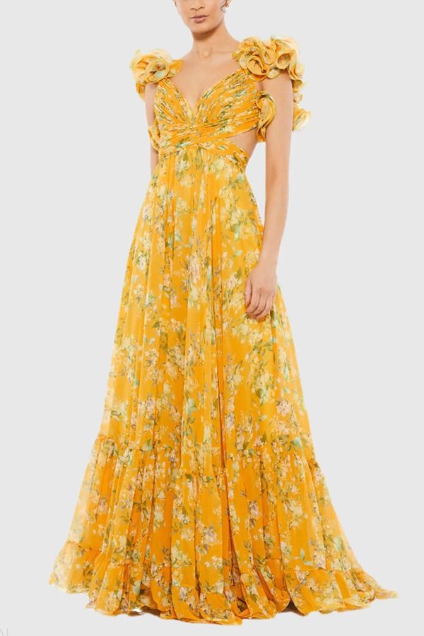 Spring/Summer Pleated Chiffon Printed Dress Style Full Swing INS Vacation Party Women's Clothing/Dress_ecoleips.com
