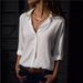2018 Autumn Winter Women's Long Sleeve Deep V Button Chiffon Blouse_ecoleips.com