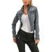 "Women's Slim Fit Denim Jacket - Classic Workwear Style With Contrast Stitching, Lightweight & Comfortable For Spring & Fall"_ecoleips.com
