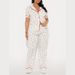 Women's Clothing Home Comfortable Printed Front Open Lapel Short Sleeved Trousers Suit_ecoleips.com