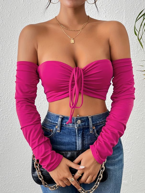 Sexy Long Sleeved Vest European American Nightclub Style Drawstring Waist Bust Enhancing Outerwear for Women_ecoleips.com