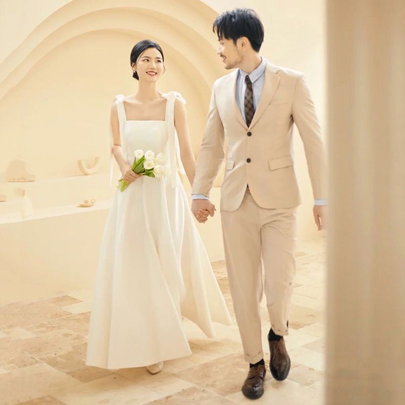 French-style Light Wedding 2026 New Model Brides, Simple Satin Strap Outings, Forest-style Engagement Dress For_ecoleips.com