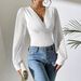 European And American Cross-border 2026 Spring New Women's Chiffon Spliced Solid Color Knitted Deep V-neck_ecoleips.com