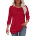 2026 Cross-border European American Women's Autumn And Winter Round-neck Three-quarter Sleeve Top With Chest_ecoleips.com