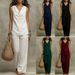 Organic Linen Lounge Set – Women's V-Neck Tank & Wide-Leg Pants (S-XXL, 5 Earth Tones)_ecoleips.com