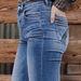 Aria Basics Cross-border European American Foreign Trade, Women's Blue Jeans With Embroidered Back Pocket, Loose Fit And Wide Leg_ecoleips.com