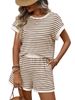 Women's Short Sleeve Top & Shorts Set - Contrast Trim Casual Two-Piece Outfit_ecoleips.com