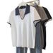 Korean Style Women's Oversized Casual Polo Collar T-Shirt Short Sleeve Contrast Color Knit Top_ecoleips.com