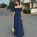 Women's Slim Fitting off Shoulder Strapless Dress European American Style Summer New Arrivals Fashionable Elegant Solid Color Waist Cinching_ecoleips.com