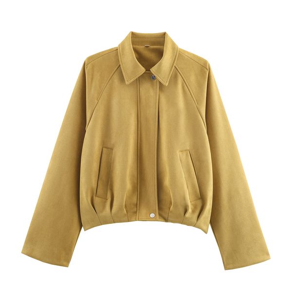 Women's Spring Fashion Faux Suede Bomber Jacket – Stylish & Lightweight Outerwear_ecoleips.com