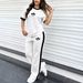 Women's Fashionable Casual Print Top And Wide Leg Pants Set round Neck Short Sleeved Loose Spring Summer 8002_ecoleips.com
