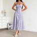 AD340 New Summer Women's Dress: European And American Style Halter Neck Strapless Elegant Purple Printed Dress With Tie_ecoleips.com
