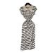 Women's Korean Chic Retro Striped Dress Polo Collar Short Sleeved Fitted Waist Elegant Slit Midi Skirt Summer Style Niche_ecoleips.com