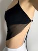Sexy Transparent Y2k Mesh Halter Tops Women V-neck Backless Korean Solid Crop Tops Fashion Korean Camisole 90s Tee_ecoleips.com