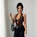 Summer Halter Neck Women's Bodysuit Sexy Deep V round Backless Design European American Style Cross Border Fashion for Ladies_ecoleips.com