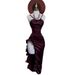 Elegant Satin Sleeveless Slit Dress - V-Neck High Waist Bodycon Long Dress For Women (Purple, Blue)_ecoleips.com