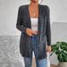 Women's Solid Color Knitted Cardigan Long Sleeved Casual Fashion Autumn Winter Pocket Ribbed European American Style_ecoleips.com
