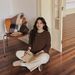 120Kg Large Size Bottoming Shirt Women's Clothing To Cover The Belly Maillard Coffee Outside Wearing Knitted T-shirt_ecoleips.com