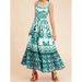 2024 Summer New European And American Cross-Border Women's Printed Sleeveless Ruched Waist Mid-Length Strap Dress With_ecoleips.com