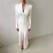 Women's Clothing Dress With Shoulder Pads And Decorative Skirt Fashion V Neck Slim High Waist Dress_ecoleips.com