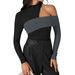 Voya Women's Instagram Trendy T-shirt Autumn/Winter New Collection Irregular Personalized Design Top_ecoleips.com