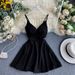 Feminine Spring 2020 Deep V Neck Backless High Waist Slimming Solid Color A-Line Dress Suspender Bottoming Skirt for Women_ecoleips.com