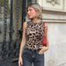Women's Leopard Print round Neck Sleeveless Tank Top Slim Fit European American Style Cross Border Fashion_ecoleips.com